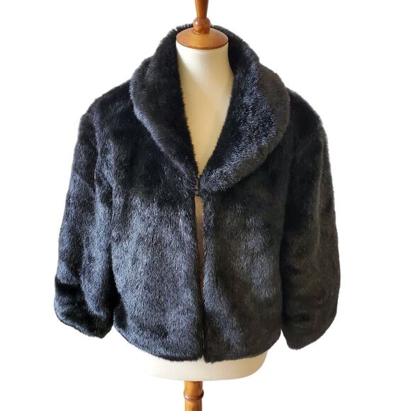 Womens Faux Fur Coat Size Large Black Mob Wife - Picture 1 of 4